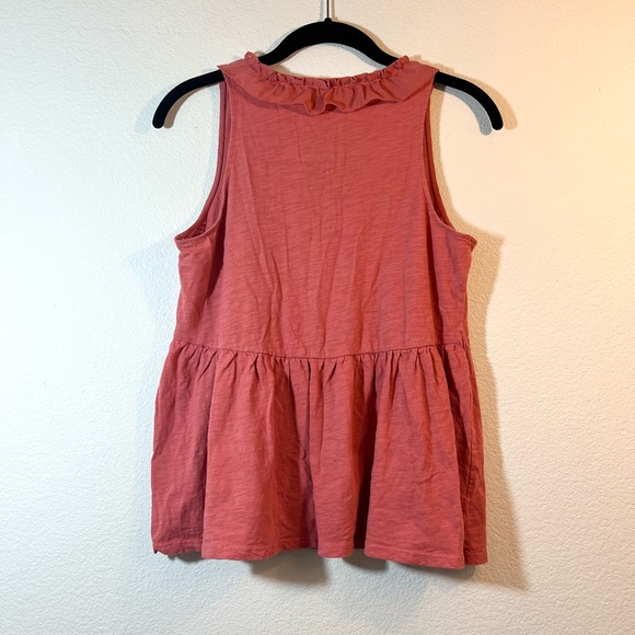 Anthropologie Deletta Ruffle Tank Coral Pink Anthro Lace Up Flowy Cottage Boho S - Picture 9 of 12